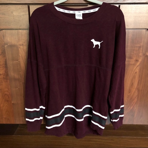 PINK Victoria's Secret Tops - PINK VS Maroon Crew Neck Pullover Sweatshirt